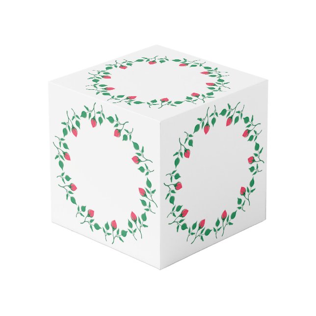 Floral round frame with pink rose flowers  (Front Angled)