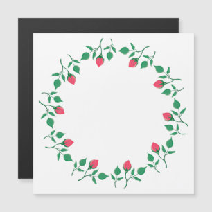 Floral round frame with pink rose flowers