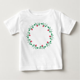 Floral round frame with pink rose flowers baby T-Shirt