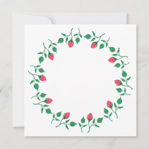 Floral round frame with pink rose flowers  card