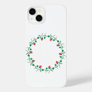 Floral round frame with pink rose flowers   Case-Mate iPhone 14 plus case