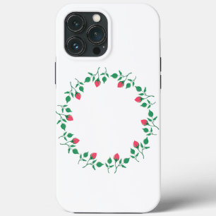 Floral round frame with pink rose flowers iPhone 13 pro max case