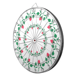 Floral round frame with pink rose flowers dartboard