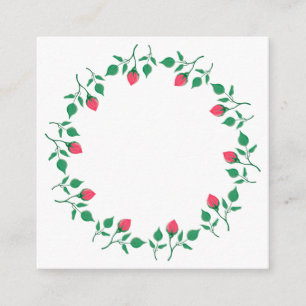 Floral round frame with pink rose flowers enclosure card