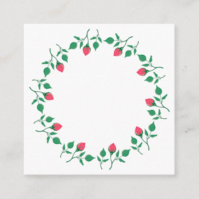 Floral round frame with pink rose flowers  enclosure card (Front)