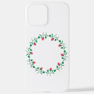Floral round frame with pink rose flowers iPhone 12 pro max case
