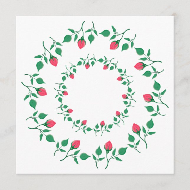 Floral round frame with pink rose flowers   menu (Front)