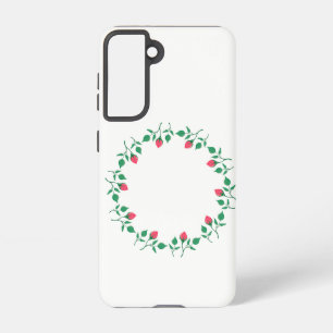 Floral round frame with pink rose flowers   samsung galaxy case