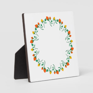 Floral round frame with yellow and red rose flower