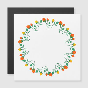Floral round frame with yellow and red rose flower