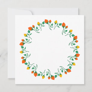 Floral round frame with yellow and red rose flower
