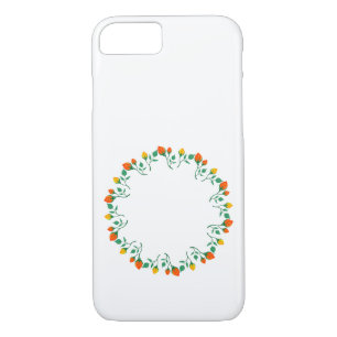 Floral round frame with yellow and red rose flower iPhone 8/7 case