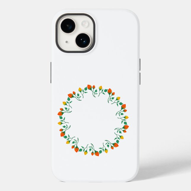 Floral round frame with yellow and red rose flower Case-Mate iPhone case (Back)
