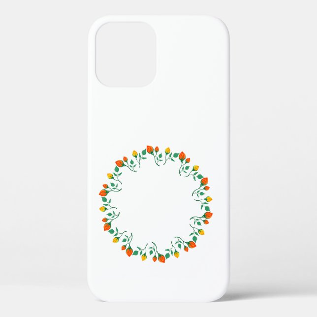 Floral round frame with yellow and red rose flower Case-Mate iPhone case (Back)