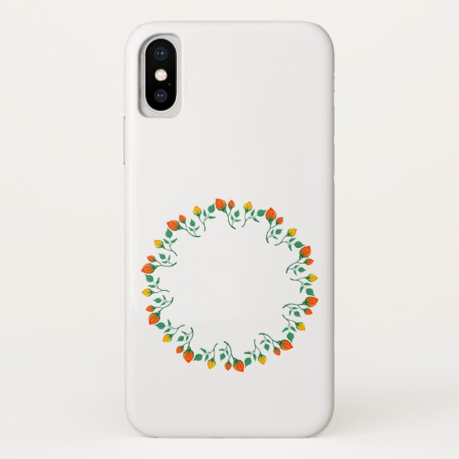 Floral round frame with yellow and red rose flower Case-Mate iPhone case (Back)