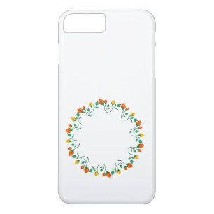 Floral round frame with yellow and red rose flower iPhone 8 plus/7 plus case