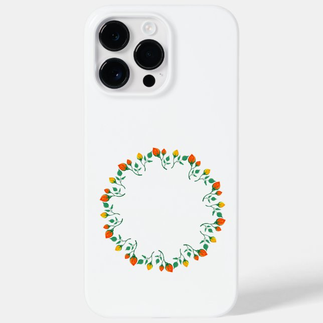 Floral round frame with yellow and red rose flower Case-Mate iPhone case (Back)