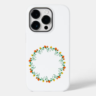 Floral round frame with yellow and red rose flower Case-Mate iPhone 14 pro case