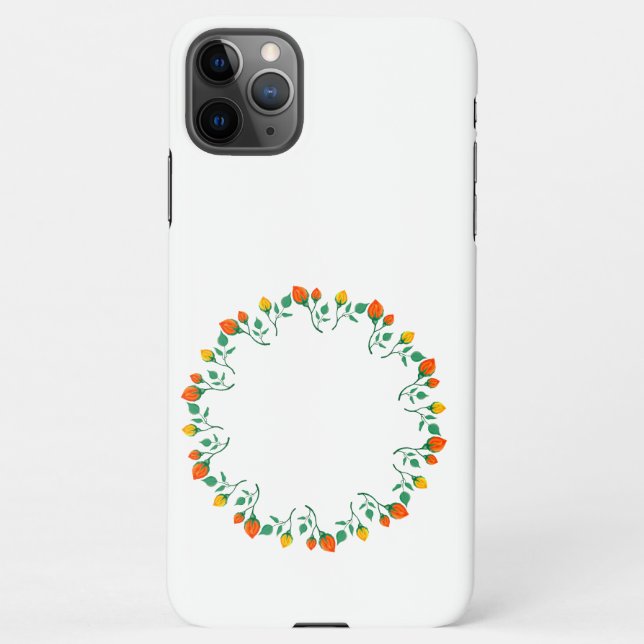 Floral round frame with yellow and red rose flower iPhone case (Back)