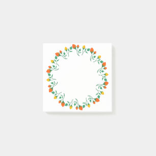 Floral round frame with yellow and red rose flower post-it notes