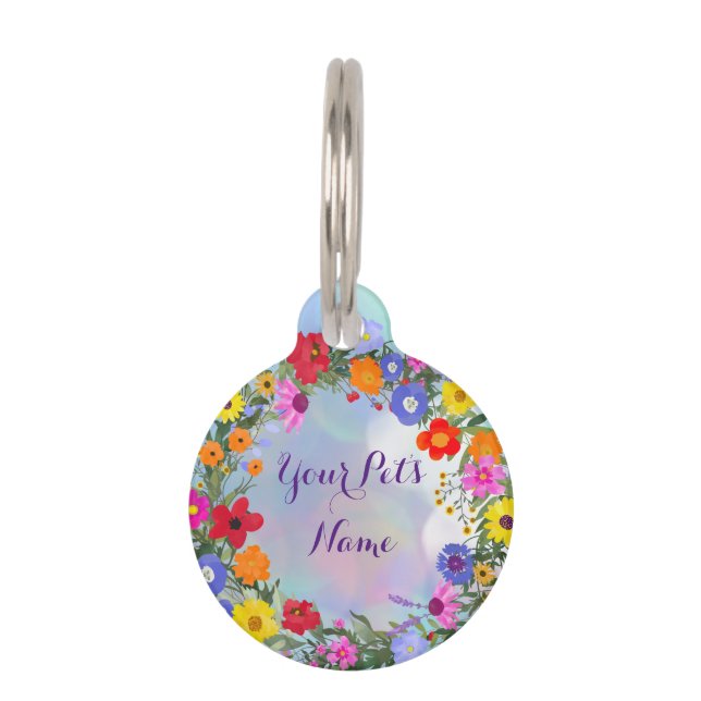 Floral Round Pet Tag Id (Front)