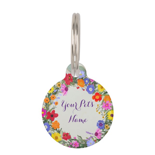 Floral Round Pet Tag Id (Front)