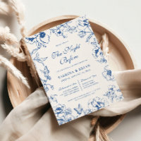 Floral Royal Blue Night Before Rehearsal Dinner