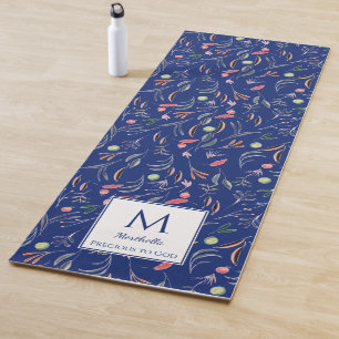 Floral ROYAL BLUE Precious to God Monogram Yoga Mat