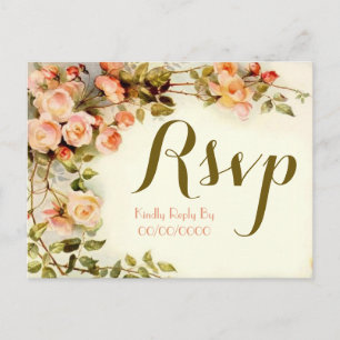 Floral rsvp invitation postcard
