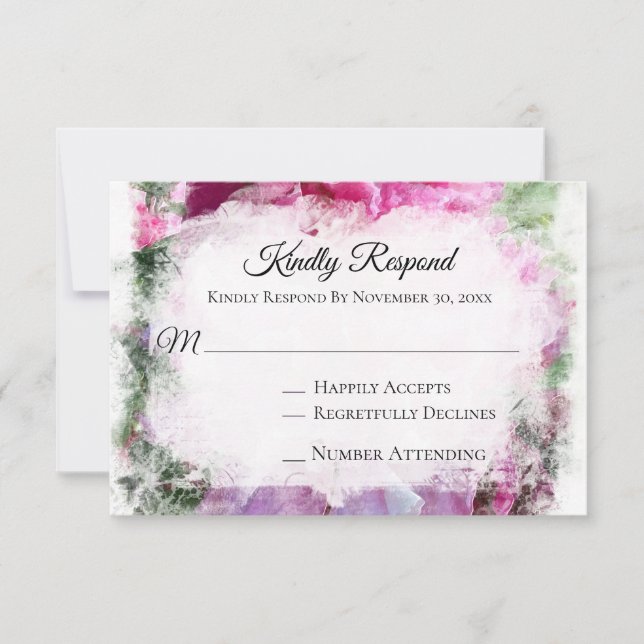 *~* Floral RSVP PEONY AR1 Wedding RSVP (Front)