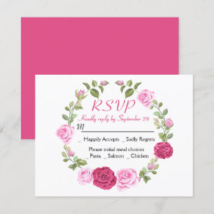 Floral RSVP Pink Rose Flower Spring Wedding Party Invitation