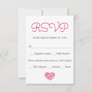 Floral RSVP Rose Wreath Pink Red Response Card