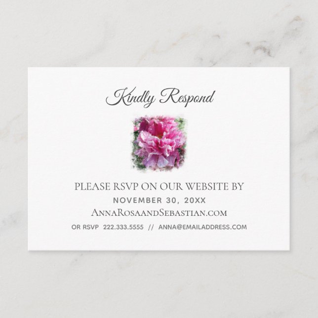 *~* Floral RSVP Website AR1 Wedding RSVP Enclosure Card (Front)
