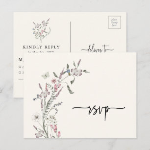 Floral RSVP Wedding Postcard
