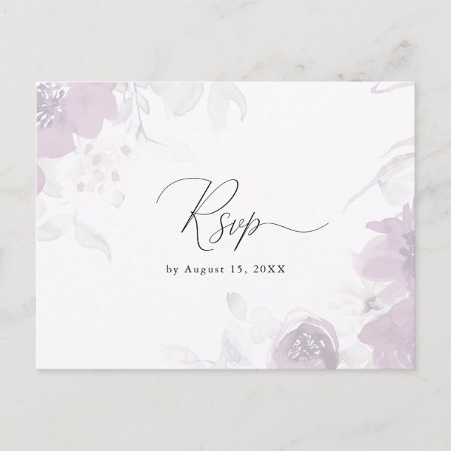 Floral Rsvp with Calligraphy Meal Choice Invitation Postcard (Front)