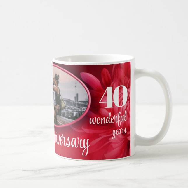 Floral ruby anniversary custom photo mug (Right)