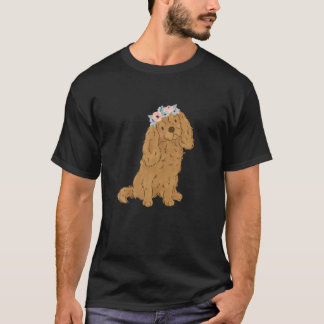 Floral Ruby Cavalier King Charles Spaniel Cavie Mo T-Shirt