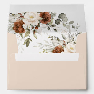 Floral Rust Burnt Orange White Greenery Wedding Envelope