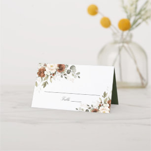 Floral Rust Cream Greenery Elegant Fall Place Card
