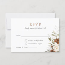 Floral Rust Cream Greenery Fall Wedding RSVP Card