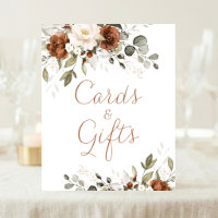 Floral Rust Cream Greenery Wedding Cards Gift Sign
