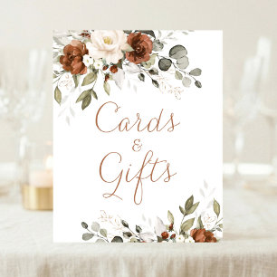 Floral Rust Cream Greenery Wedding Cards Gift Sign