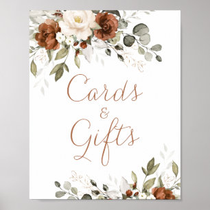 Floral Rust Cream Greenery Wedding Cards Gift Sign