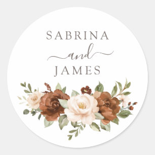 Floral Rust Greenery Peach Envelope Seal Sticker