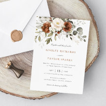 Floral Rust Ivory Cream Greenery Fall Wedding