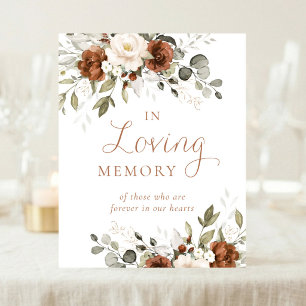 Floral Rust Ivory Greenery In Loving Memory Sign