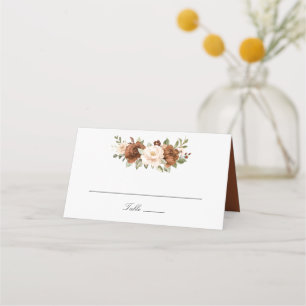 Floral Rust Peach Greenery Elegant Wedding Place Card