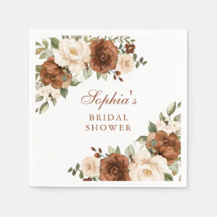 Floral Rust Peach Greenery Gold Bridal Shower  Napkin