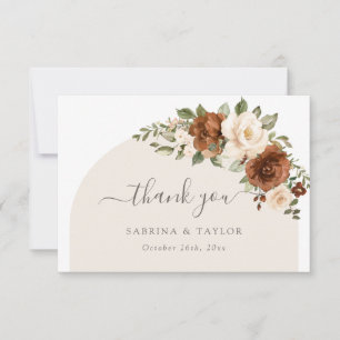 Floral Rust Peach Greenery Wedding Thank You Card