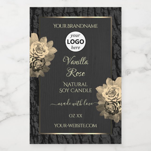 Floral Rustic Black Tree Bark Product Labels Logo (Single Label)